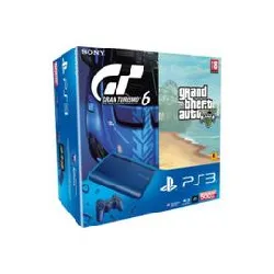 livre console sony ps3 ultra slim 500 go bleu + gran turismo 6 + gta 5