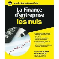 livre la finance d'entreprise pour les nuls ne