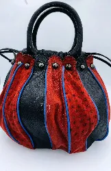 sac bel air en cuir noir et rouge