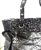 sac cabas chanel grand shopping en toile matelassée noire et cuir noir