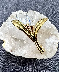 swarovski broche fleur arum dorée et verre 3*4cm