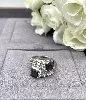 bague toi et moi ornée de 2 pierres noires et d'oxydes argent 925 millième (22 ct) 5,89g