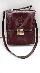 cartier sacoche / sac besace vintage en cuir lisse bordeaux