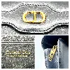 christian dior sac / pochette vintage en cuir bleu nuit avec cd logo et chaîne amovible en métal doré