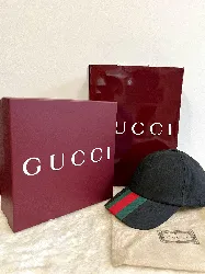 gucci casquette de baseball en toile gg d'origine noire taille m