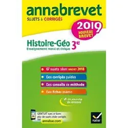 livre annales annabrevet 2019 histoire géographie emc 3ème