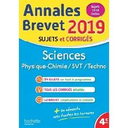 livre annales brevet 2019 physique - chimie - svt