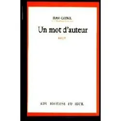 livre un mot d'auteur - récit