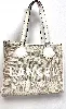 sac cabas lancel  l en toile de jute et cuir de vachette blanc