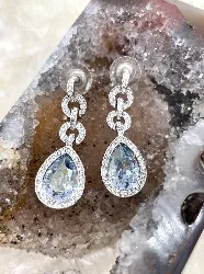 swarovski boucle d'oreilles ornées de cristaux bleu et blanc forme goutte d'eau