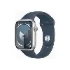 apple watch series 9 gps - boîtier aluminium 45 mm argent - bleu orage - bracelet s/m