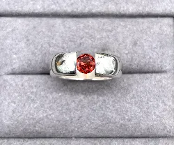 bague ornée d'une pierre orange argent 925 millième (22 ct) 7,4g