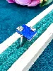 bague pierre lapis lazuli et quelques marcassites argent 925 millième (22 ct) 5,25g