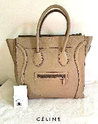 céline sac à main luggage phantom grand modèle en cuir grainé beige