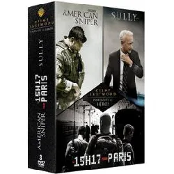 dvd clint eastwood - portraits de héros - le 15h17 pour paris + sully + american sniper - pack