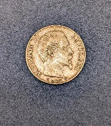 pièce d'or 20 francs napoleon iii tête nue 1855 bb or 900/1000 6,4g