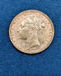 pièce d'or souverain victoria tête jeune 1887 m or 916 millième (22 ct) 7,98g