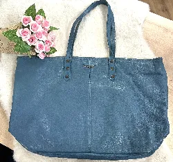 sac cabas zadig et voltaire en cuir bleu canard