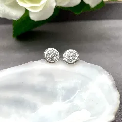 1570710 boucles d'oreilles puces en argent pavé des oxydes argent 925 millième (22 ct) 0,82g