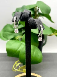 boucle d'oreilles créoles ornées d'oxydes argent 925 millième (22 ct) 3,07g