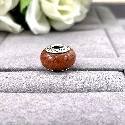 charm pandora murano effet bois clair argent 925 millième (22 ct) 2,19g