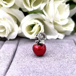 charm pandora pendant pomme rouge verre de murano argent 925 millième (22 ct) 3,4g