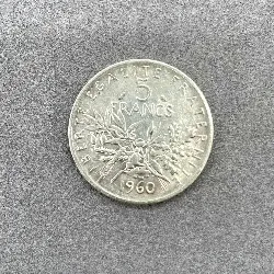 pièce 5 francs semeuse 1960 argent 835 millième 11,96g