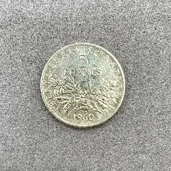 pièce 5 francs semeuse 1960 argent 835 millième 12,00g