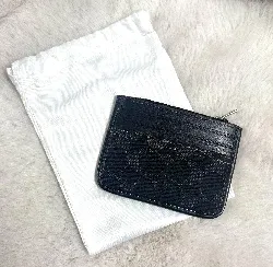 porte cartes coach zippé à empiècements denim et cuir