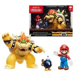 world of nintendo new 2018 mario vs. bowser diorama gift set - 3 figure pack action figure pack