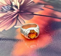 bague argent pierre citrine ovale argent 925 millième (22 ct) 10,07