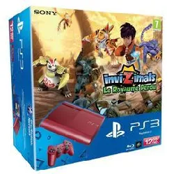 livre console sony ps3 ultra slim 12 go rouge + invizimals le royaume perdu